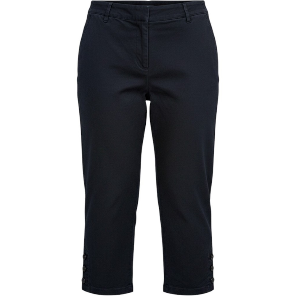 Talbots Perfect Crop Pants Womens 12P Black Cotton Stretch Button‎ Hem Mid Rise